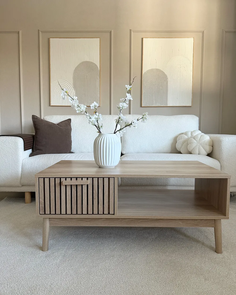 Sofa 3 Seater NIVALA Boucle Off-White_961577