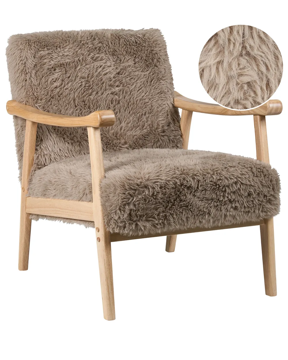 Armchair LEKNES Faux Fur Taupe