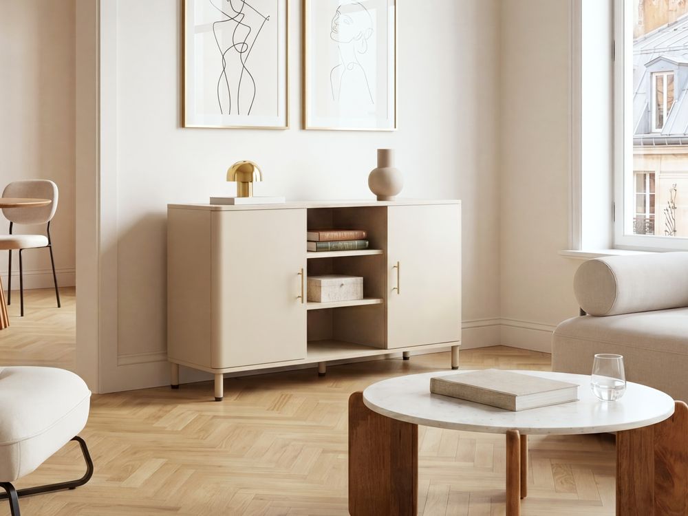Sidobord OMBURA Metall Beige
