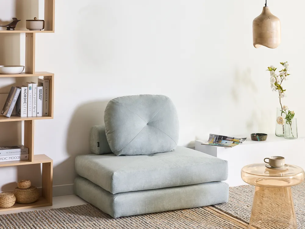 Single Sofa Bed OLDEN Chenille Light Blue