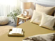 Fitted Sheet JANBU 200 x 200 cm Cotton Olive Green_1078716