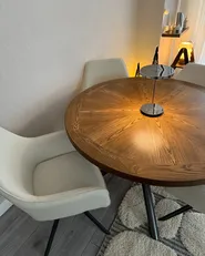 Dining Table LORENZO Brown Ash Wood 120 cm 120 cm_1036160