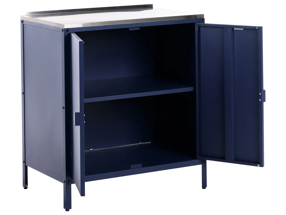 3 Piece Outdoor Kitchen Set with Sink VILAMA Blue Metal_974904