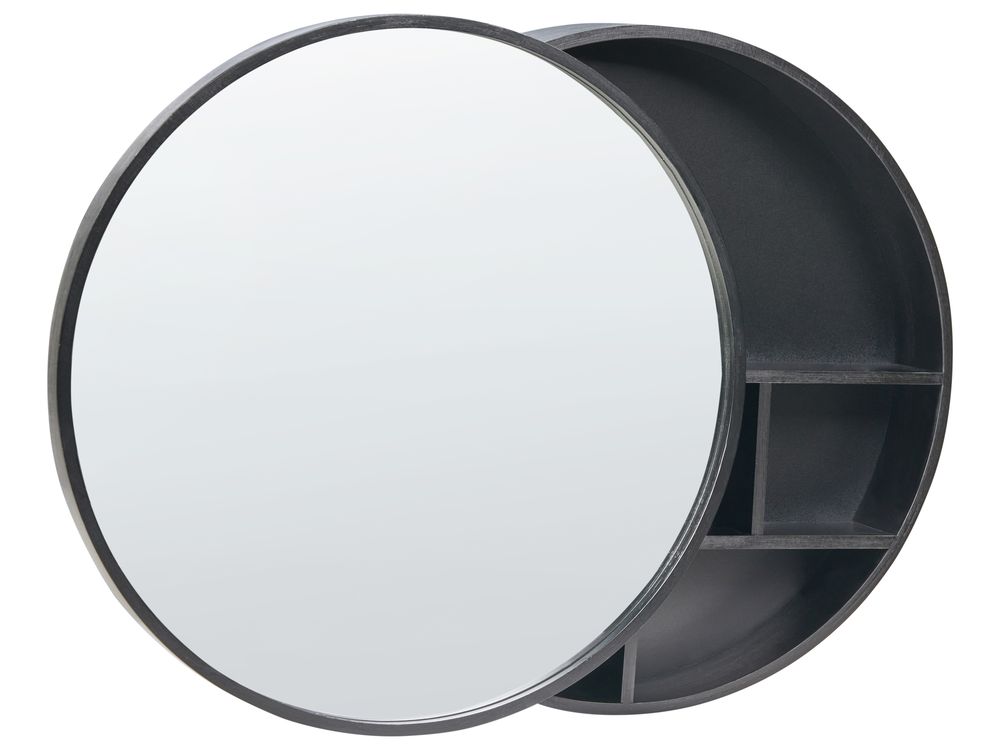 Bathroom Wall Mounted Mirror Cabinet UCAYALI 50 cm 50 cm Black