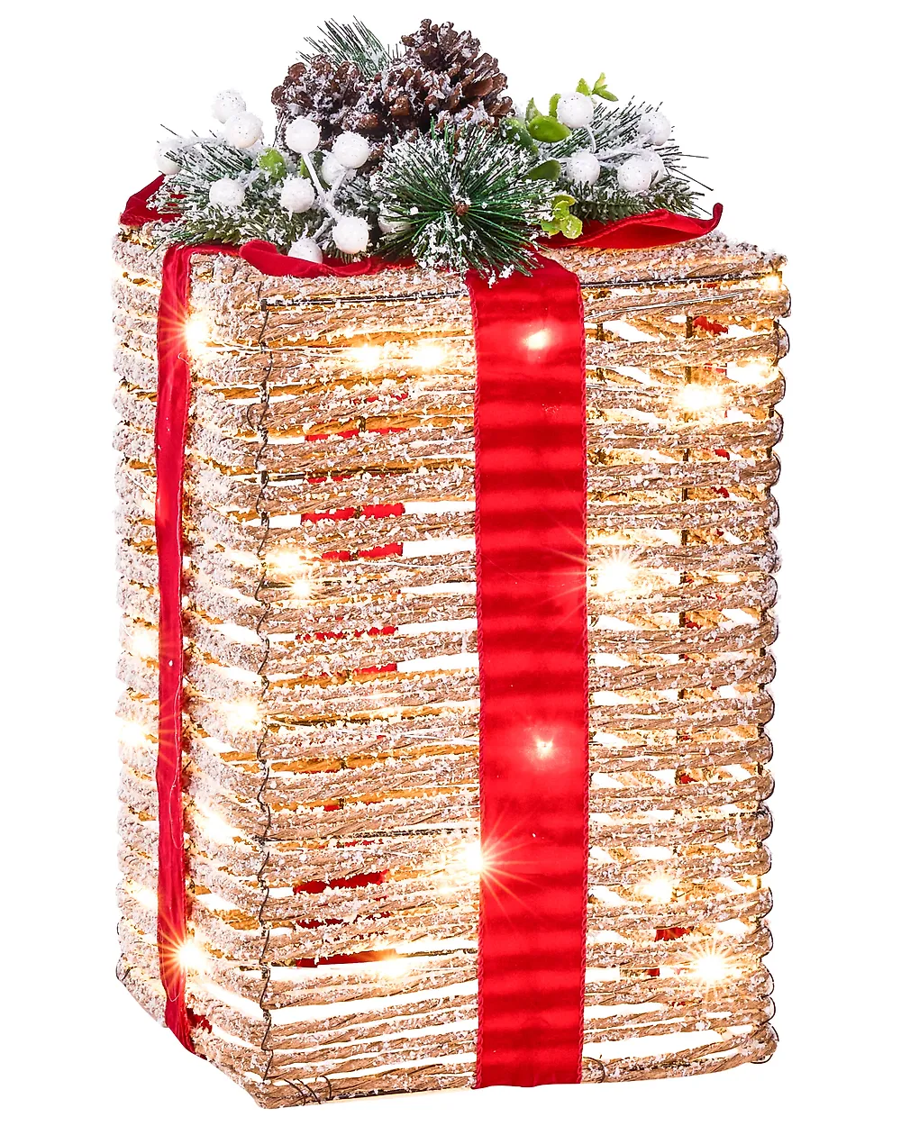 Set of 3 Christmas Decorations LED VAHTO 46/32/30 cm Christmas Gifts Brown_1179430