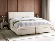 Divan Bed with Storage MAJOR Fabric Light Beige 180 x 200 cm (EU Super King)_1028074
