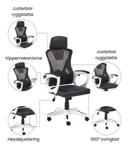 Kontorstol IGNIS Kunstskinn Hvit_1074212