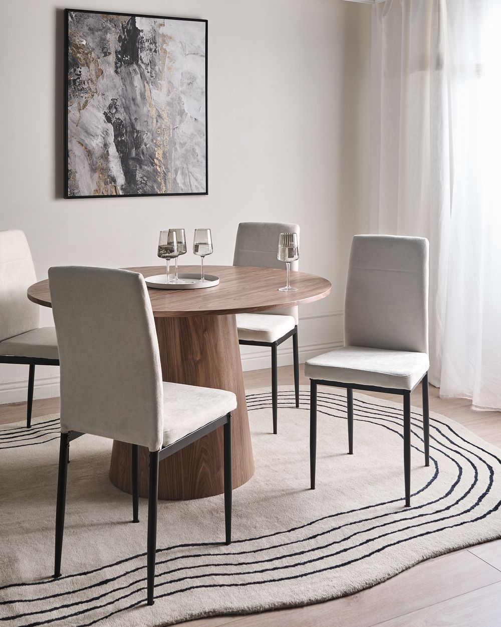 Ruokatuolisetti 4 kpl RINER kangas Vaaleanbeige