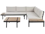 Garden Corner Sofa with Table 5 Seater BELLARIVA Eucalyptus Wood Off-White_933659