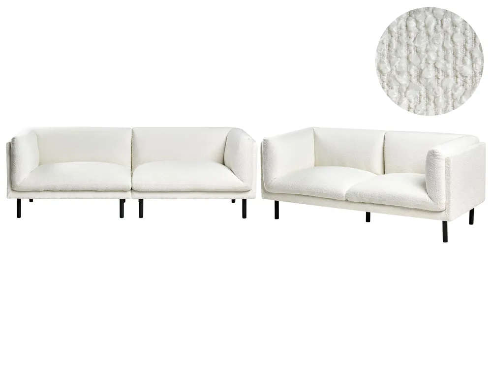 Living Room Set 5 Seater VORGOD Boucle Off-White