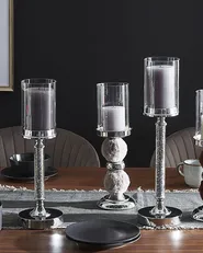 Candle Holder ABBEVILLE 48 cm Glass Silver_788835