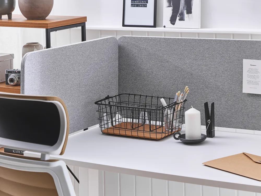 Desk Screen WALLY 72 x 40 cm Light Grey_800876