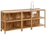3 Piece Outdoor Kitchen Set with Sink VENOSA Brown/ Silver Acacia Wood_984654