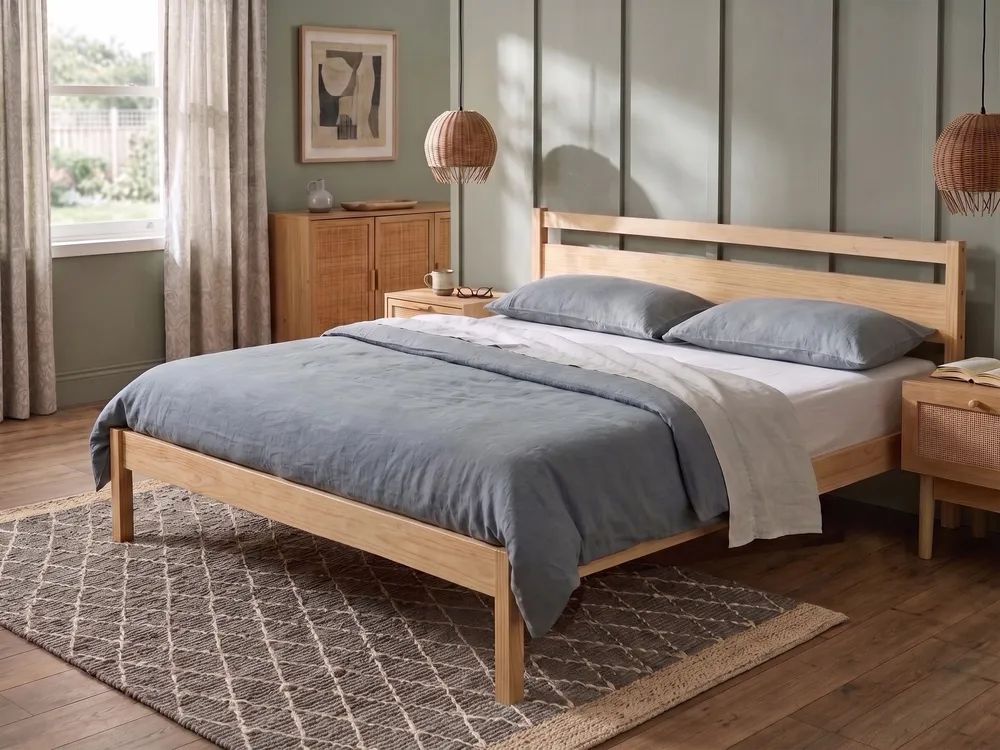 Bed Pine Wood MERCURER 180 x 200 cm (EU Super King) Light Brown