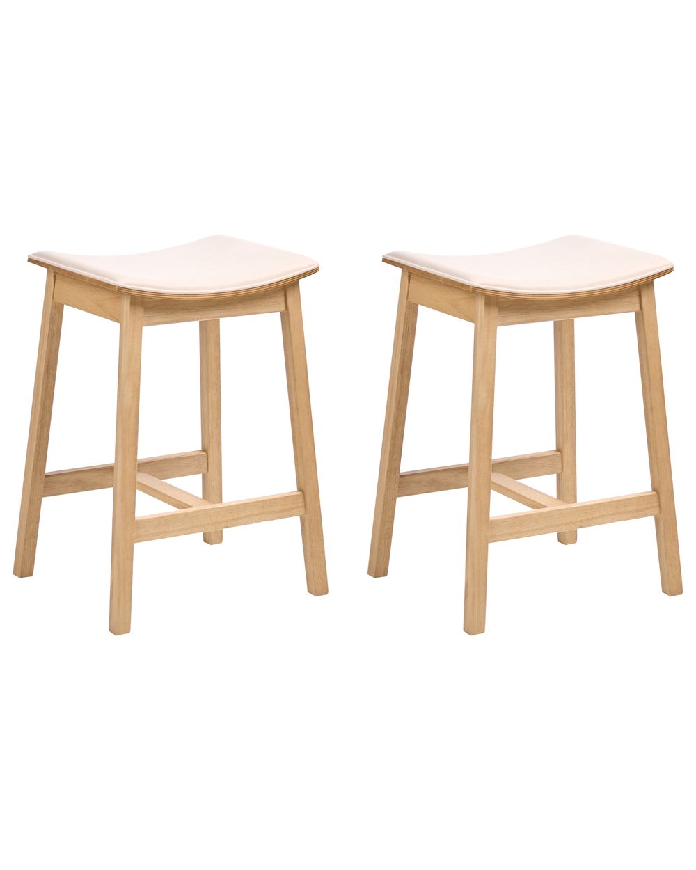 Set of 2 Bar Stools DIXON Wood Light Brown/ Off-White