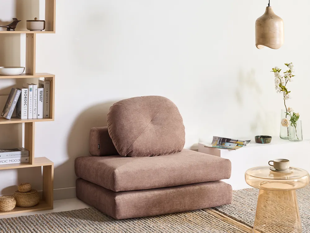 Single Sofa Bed OLDEN Chenille Brown