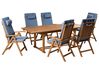 Garden Dining Set 6 Seater JAVA PREMIUM Acacia Wood Blue
