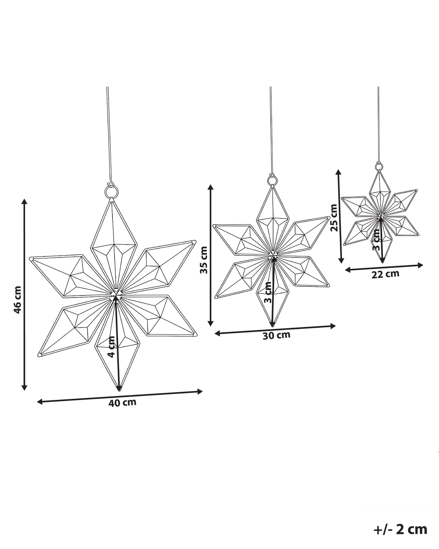 Set med 3 hängande dekorationer RENSJON 25/35/46 cm Stjärna Flerfärgad_1018740