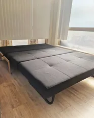 Sofa Bed 2 Seater EDLAND Fabric Black_1016874