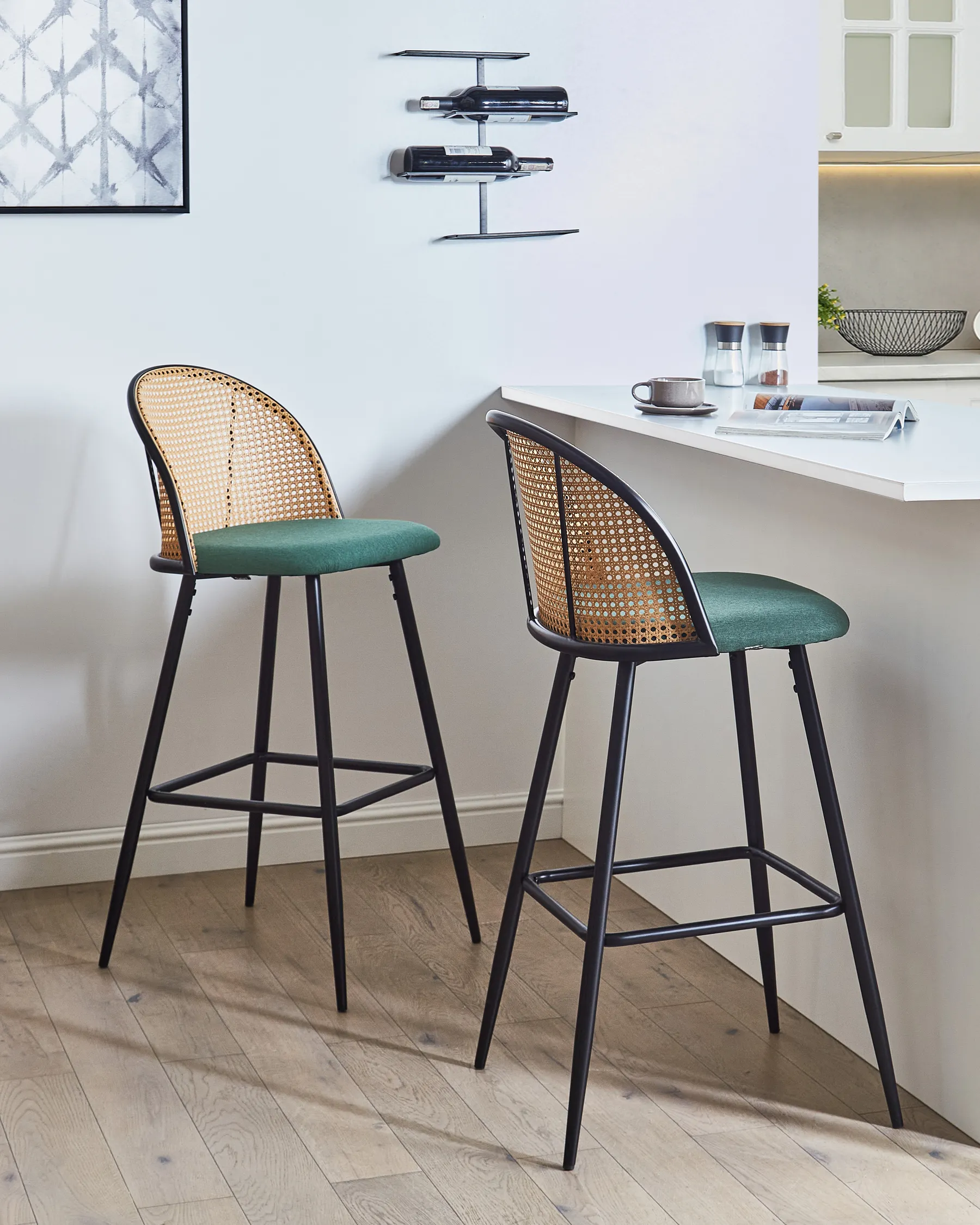 Set of 2 Bar Chairs CORNELL Metal Green_970232