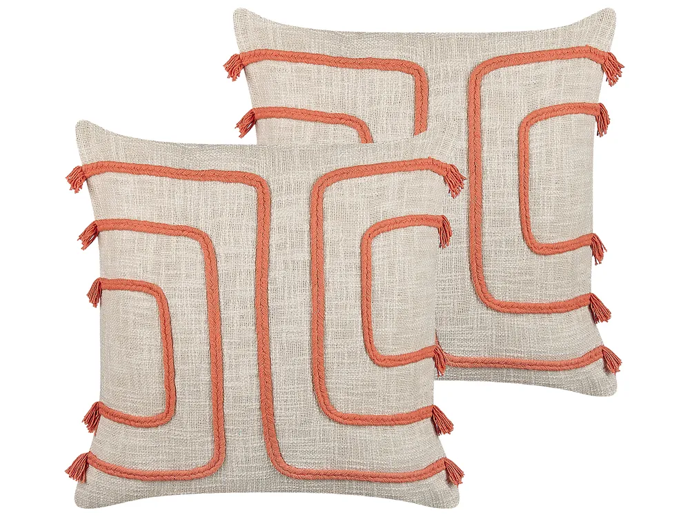 Throw Cushion PLEIONE 45 x 45 cm Cotton Coral Abstract Pattern