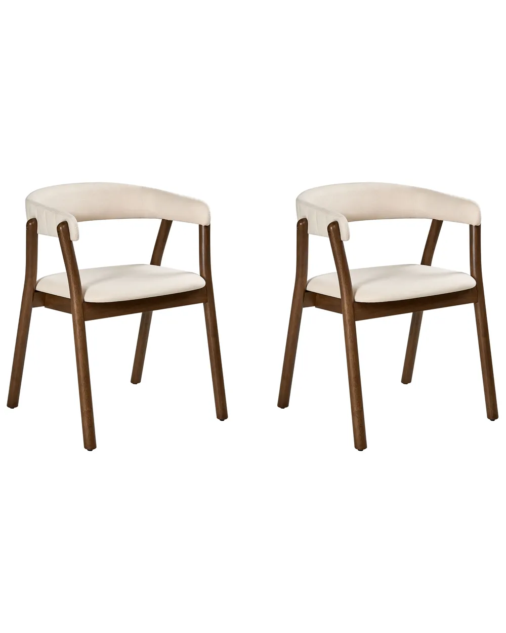 Set of 2 Dining Chairs MYLO Fabric Off-White/ Dark Brown