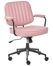 Desk Chair BERNE Faux Leather Pastel Pink_1077512