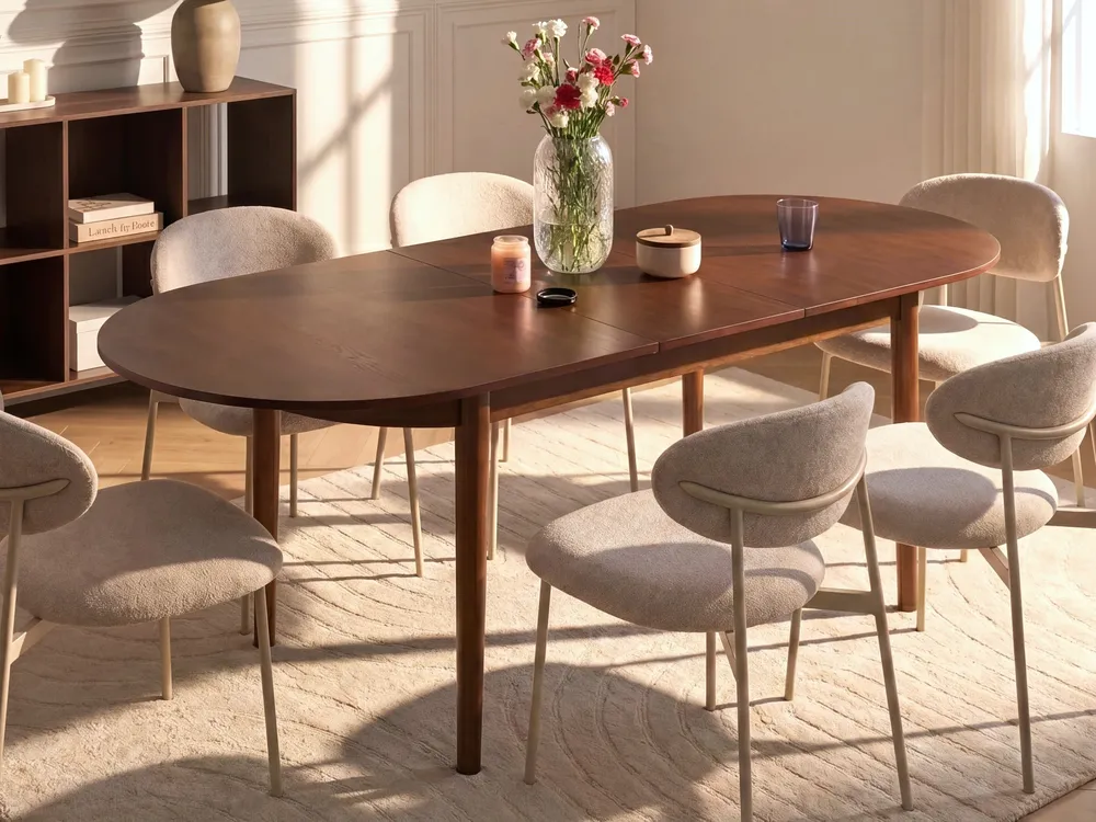 Extending Dining Table LARTO Dark Ash Wood 180/220 cm 90 cm_1101088