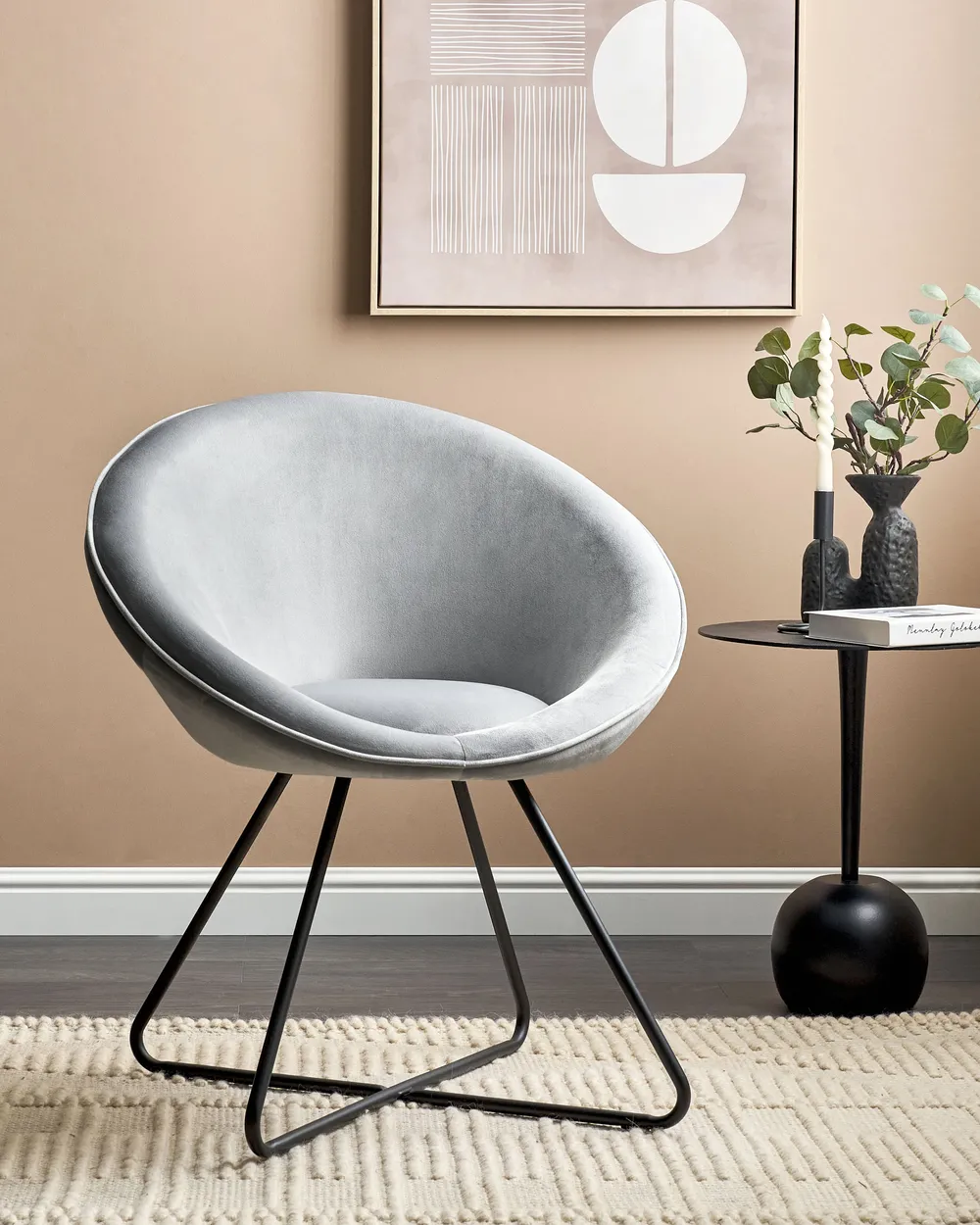 Dining Chair FLOBY II Velvet Light Grey