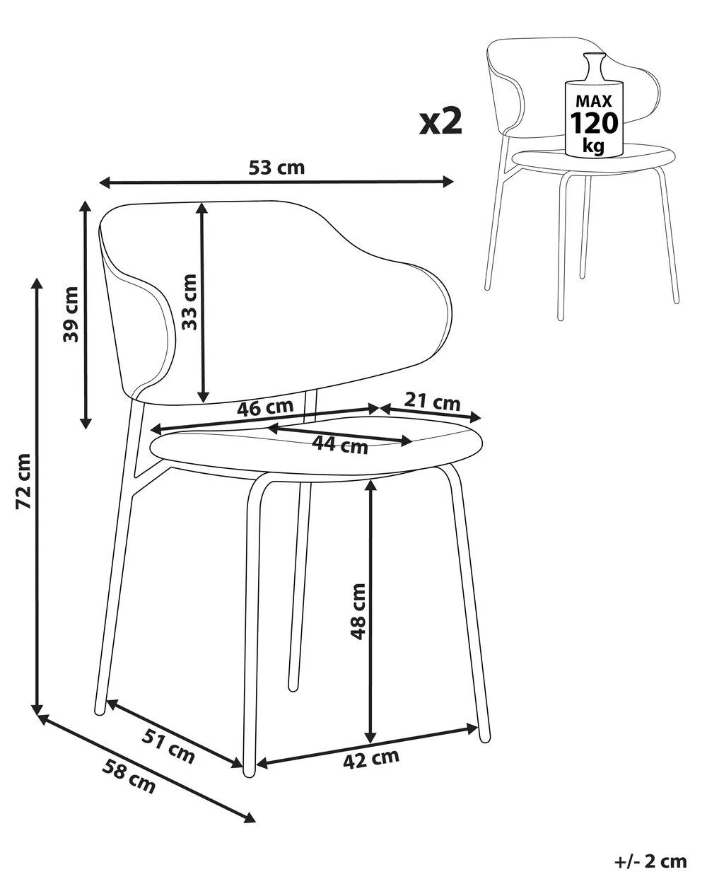 Set of 2 Dining Chairs KENAI Orange_874533