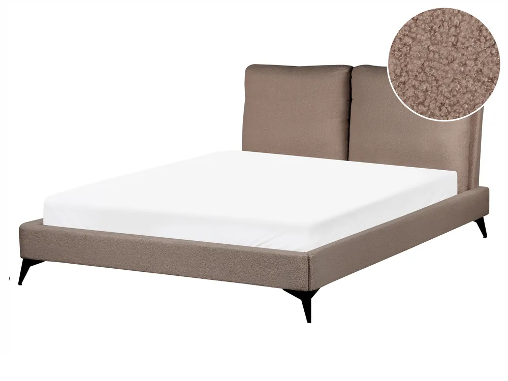 Bed Boucle MELLE 140 x 200 cm (EU Double) Brown