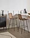 Set of 2 Bar Chairs CASSITA Rattan Brown