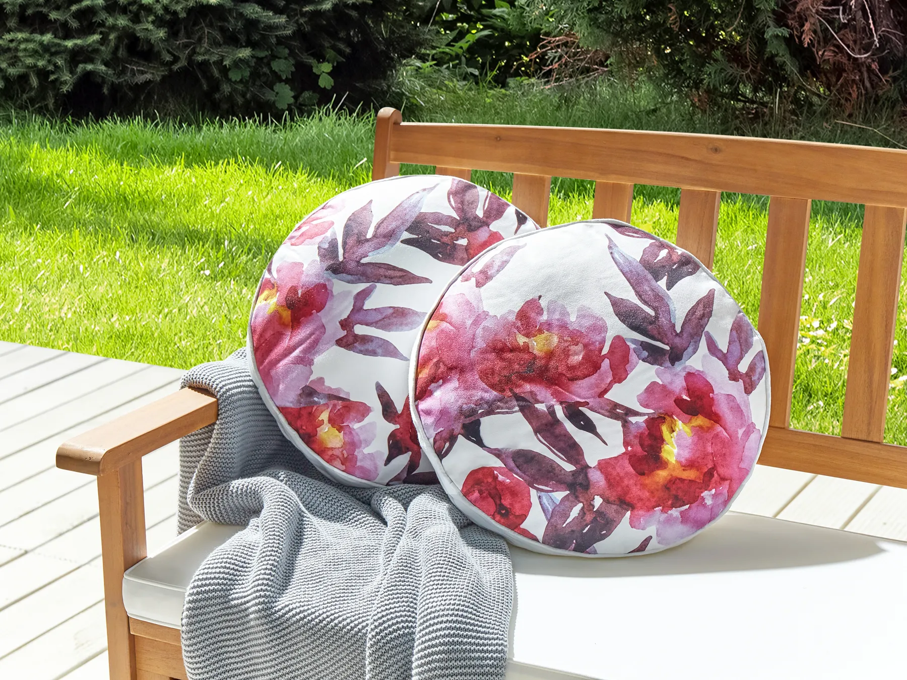 Set med 2 utomhusdynor LANROSSO Blommigt tryck 40 x 40 cm Rosa_881439