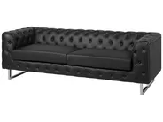 Soffa 3-sits VISSLAND Konstläder Svart_741117