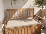 Garden Bench with Cushion SOVANA 120 cm with Storage Acacia Wood Beige_1110050