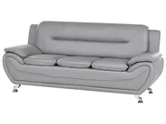 Living Room Set 6 Seater LEIRA Faux Leather Grey_1058668