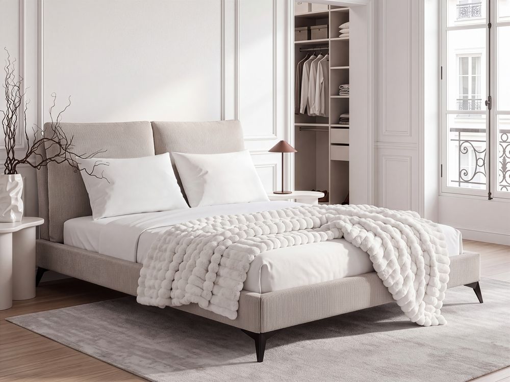 Seng Kordfløyel MELLE 140 x 200 cm Lys beige