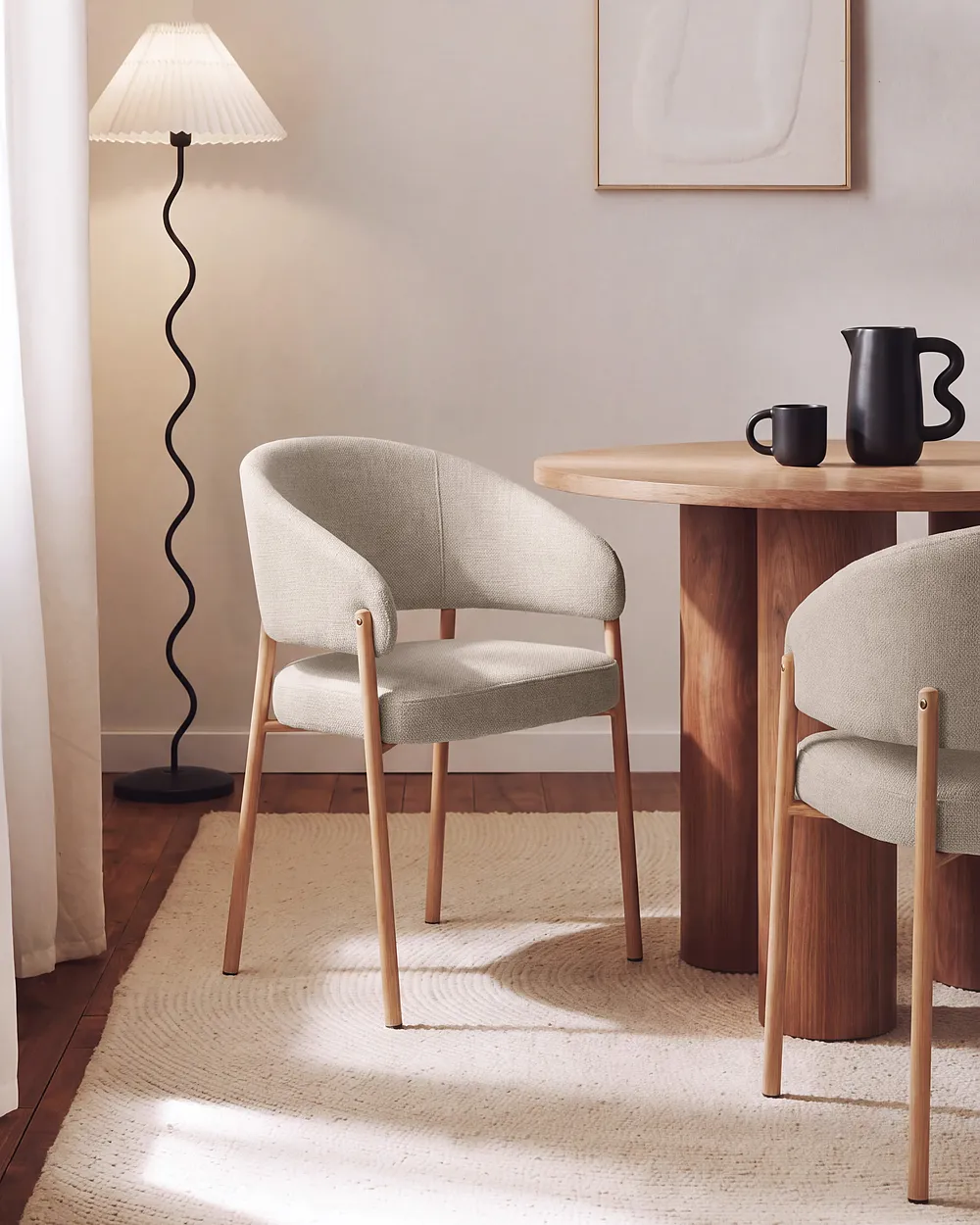Set med 2 matstolar ZANE Ljusbeige