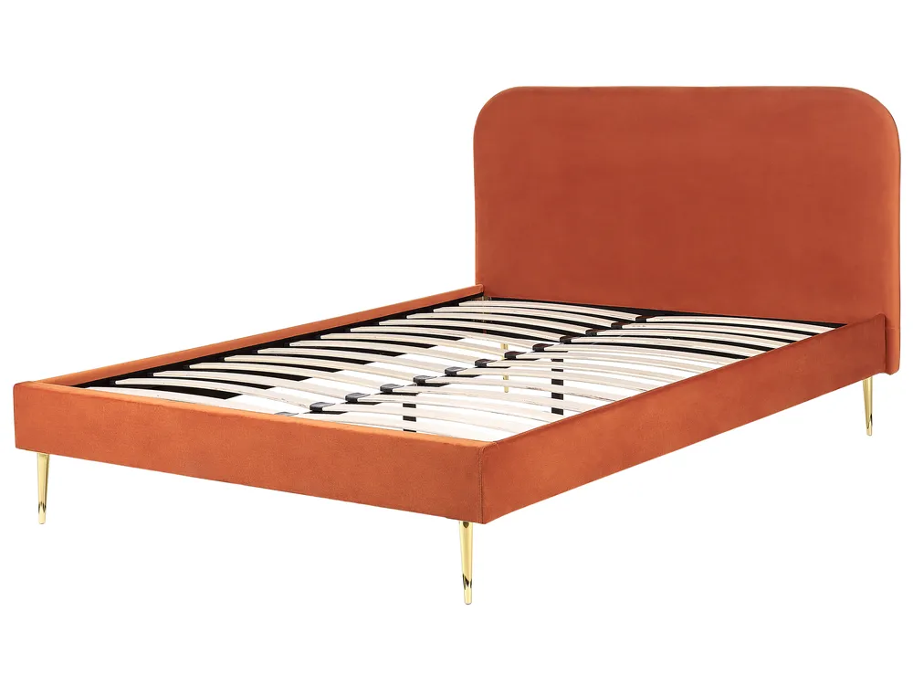Bed Velvet FLAYAT 160 x 200 cm (EU King Size) Orange_834304