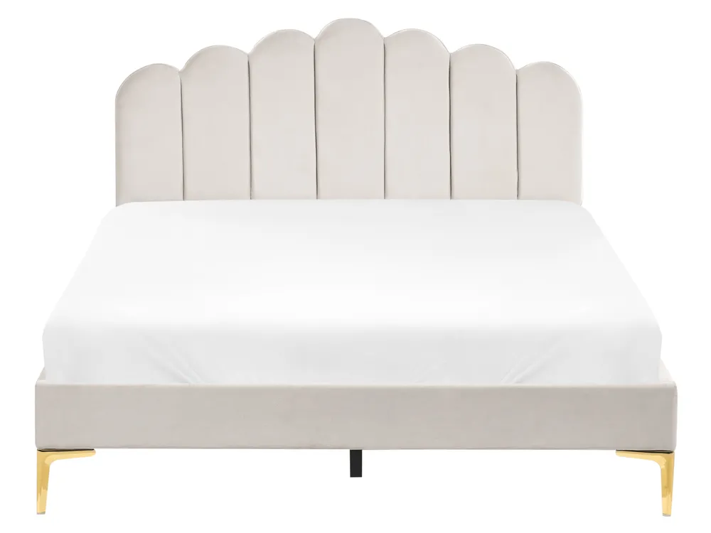 Bed Velvet SAUVIAN 160 x 200 cm (EU King Size) Off-White_1014473