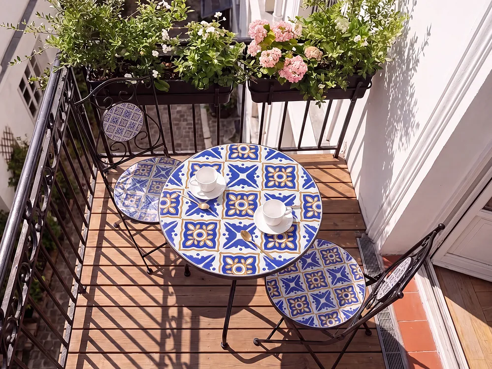 Bistro Set SIPONTO Metal White/ Blue_1155712