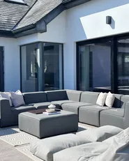 Garden Corner Sofa with Ottoman 7 Seater AREZZO Modular Grey Left Hand_1045934