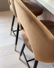 Set of 2 Bar Chairs FALTON Velvet Beige_996968