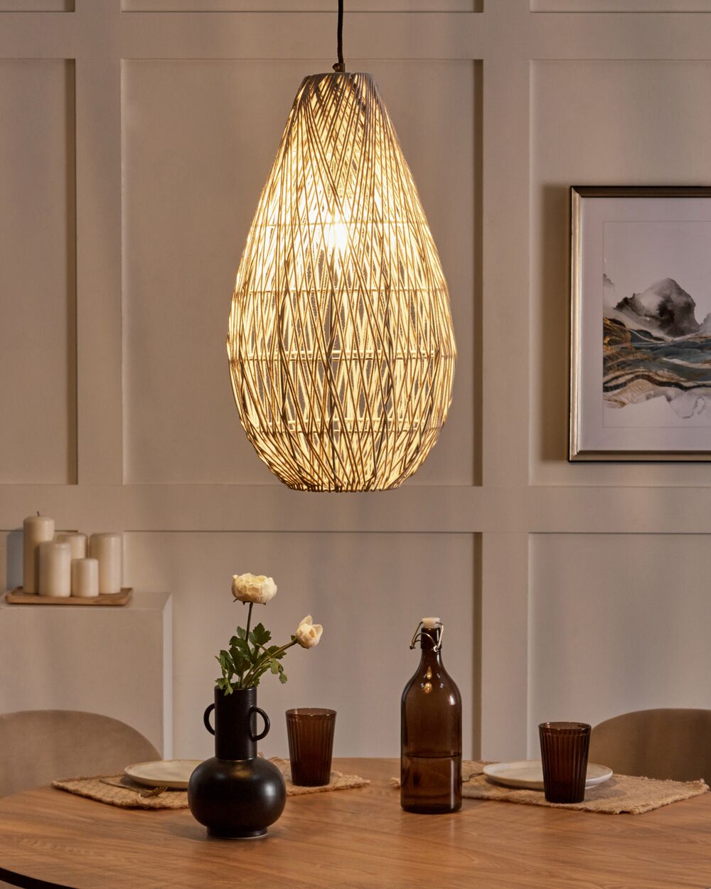 Pendellampa ANNOTTO Bomull Beige