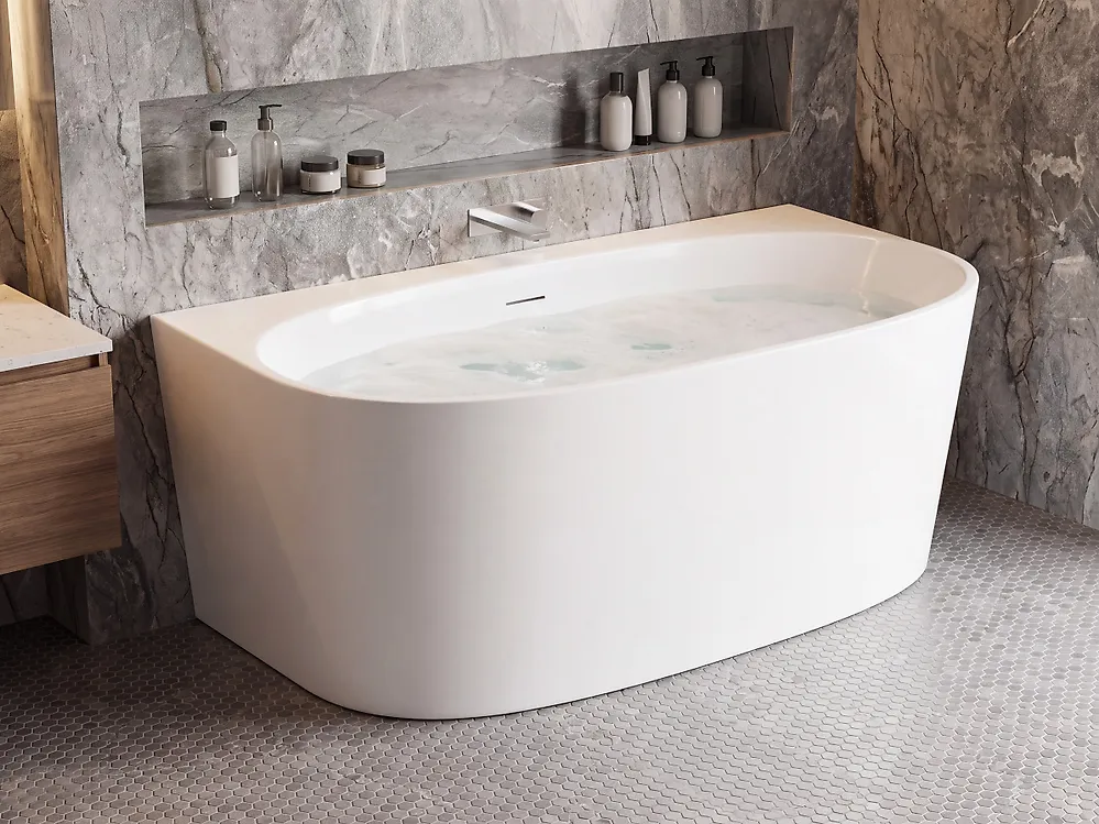 Back to Wall Bathtub PARNAIBA 1600 x 800 mm White