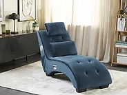 Chaise Longue SIMORRE with Built-In Bluetooth Speaker Velvet Dark Blue_1178390