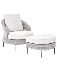 Garden Armchair with Ottoman ARCILLE PE Rattan Grey_1082773