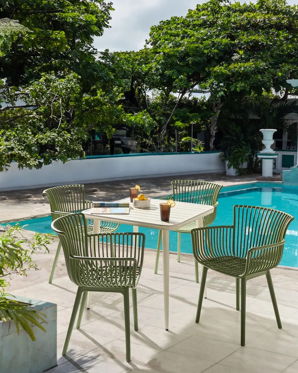 Set of 4 Garden Chairs PESARO Green