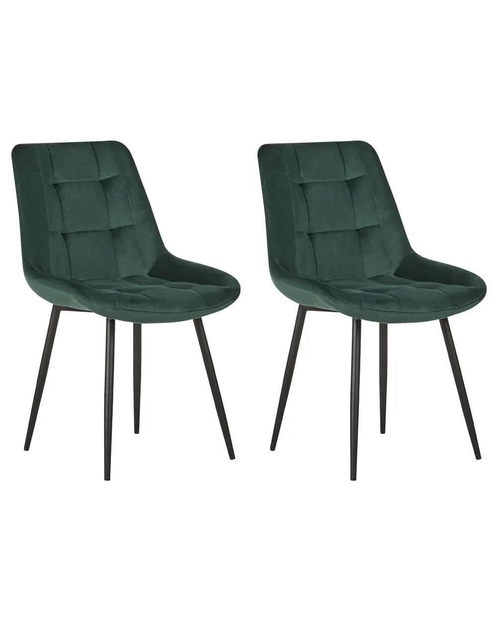 Set of 2 Dining Chairs MELROSE Velvet Dark Green