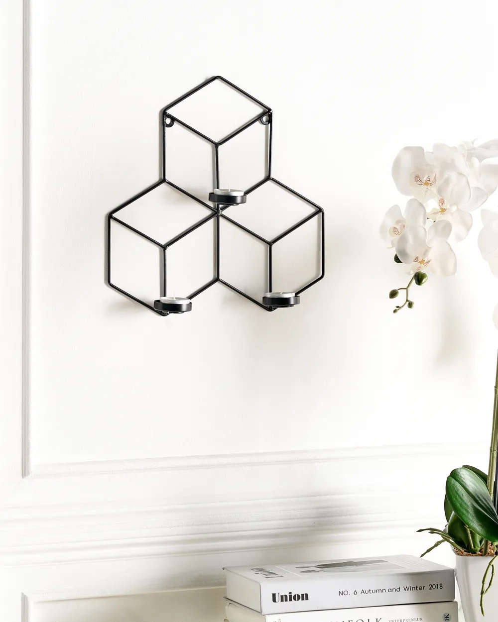 Wall Candle Holder TAROUCA 31 cm Metal Black_968563
